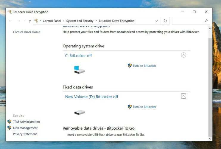 protect SSD with botlocker