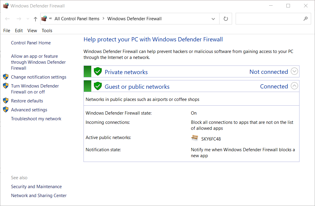The Windows Defender Firewall applet omegle camera not working windows 10