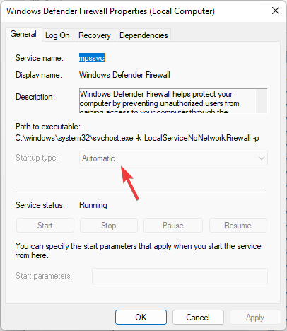 windows defender firewall can't change some of your settings