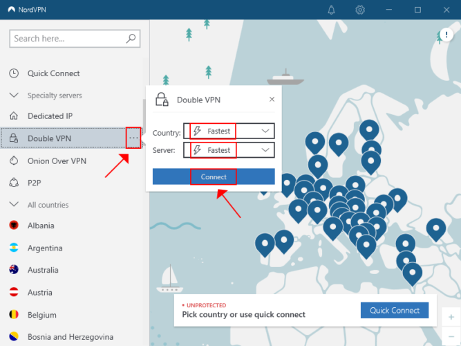 connect to the fastest Double VPN server in NordVPN