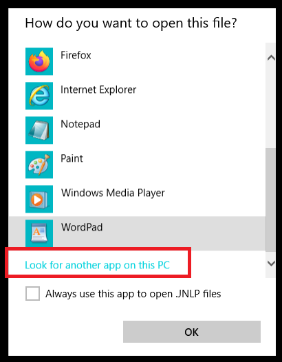 java web start windows 10