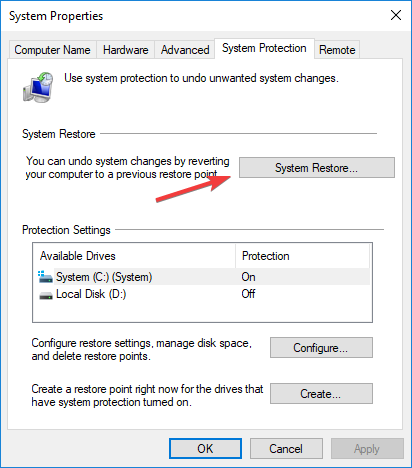 system restore twinui not working