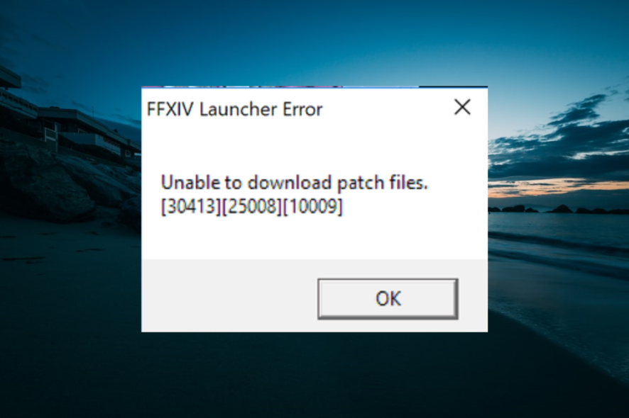 unable to download patch files ffxiv