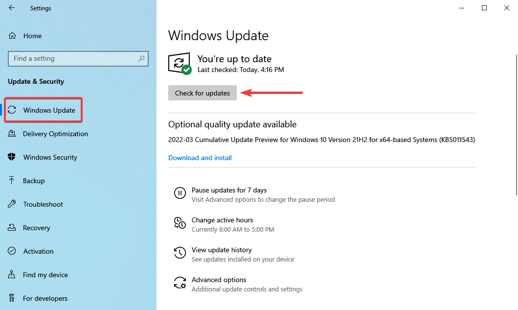 check for updates to fix chrome freezing windows 10
