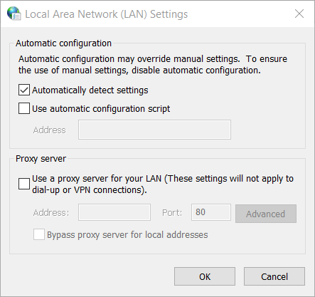 The Local Area Network Settings window this video file cannot be played