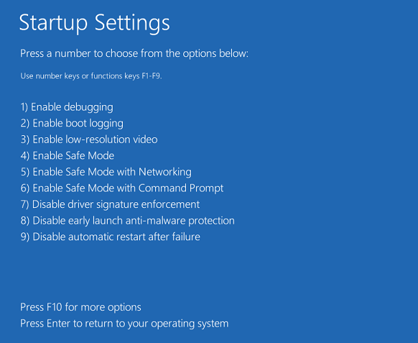 startup settings windows enable safe mode