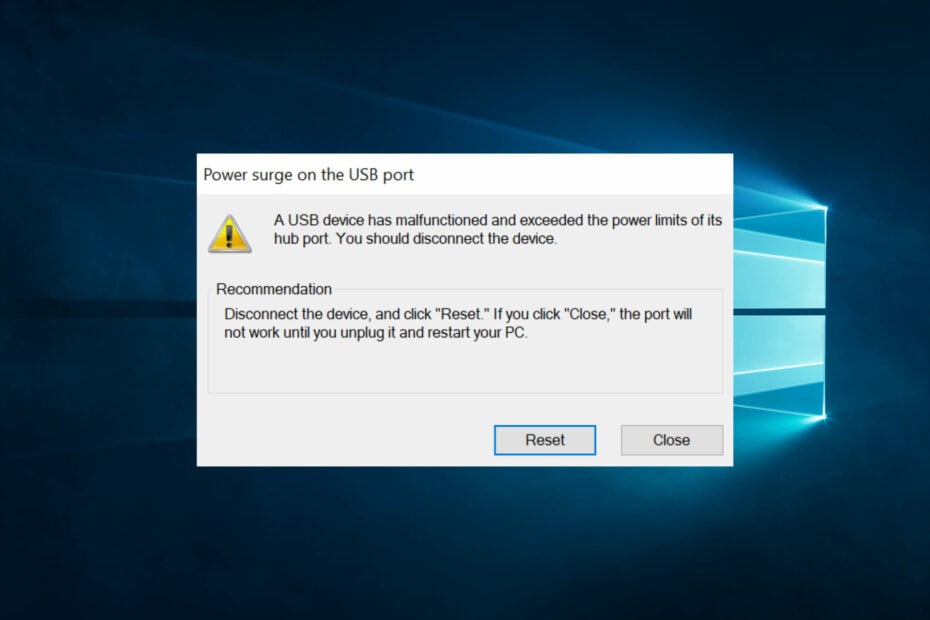 usb power surge error windows 11