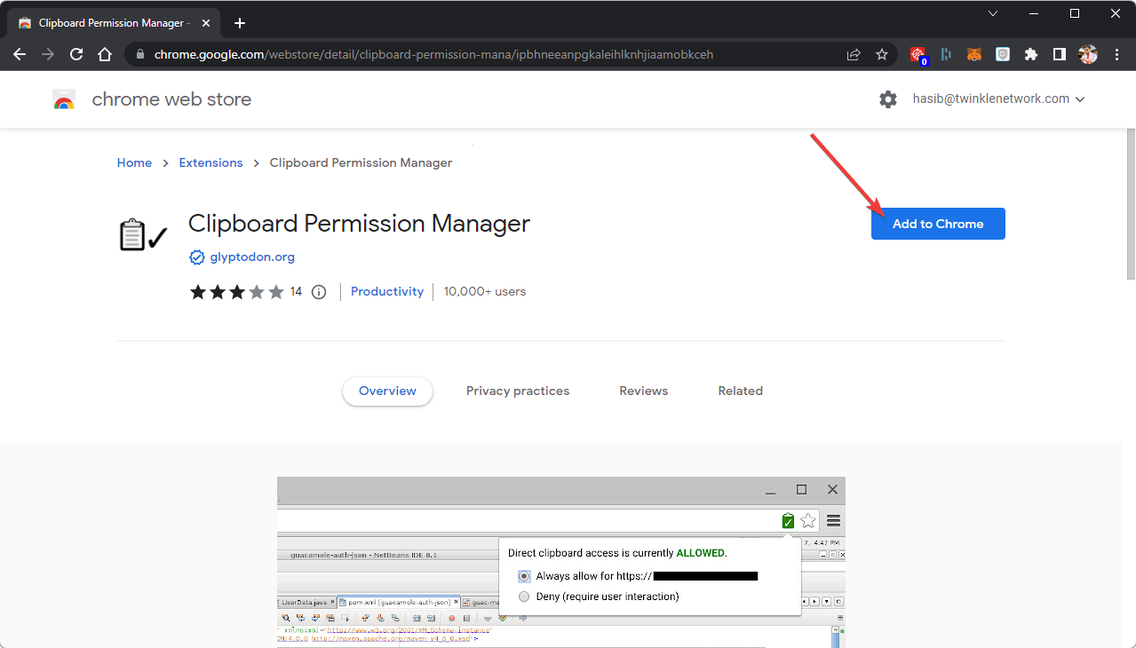 adding clipboard permission manager to chrome