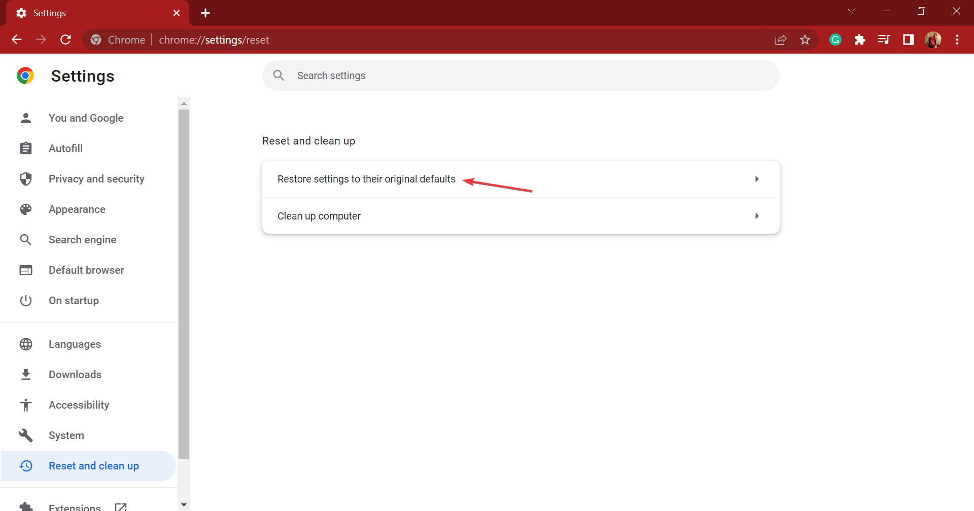 Restore settings to their original default to fix chrome not saving bookmarks