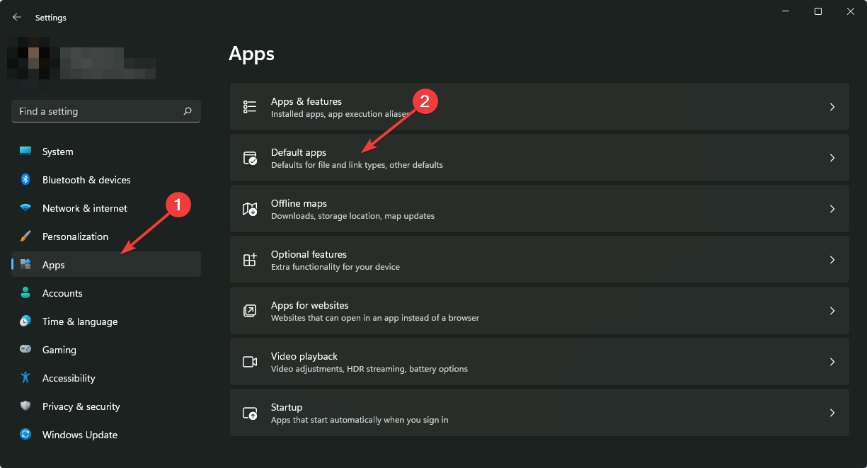 going default apps windows 11 settings