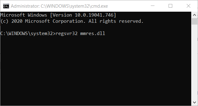 regsvr32 command mmres.dll corrupted