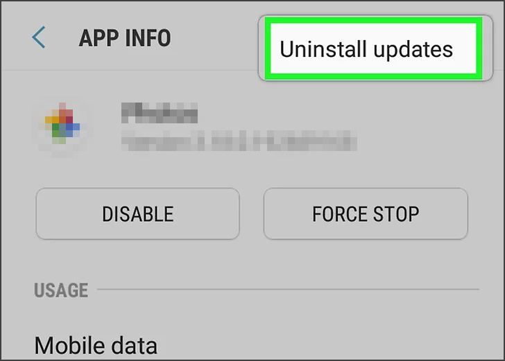 uninstall updates android