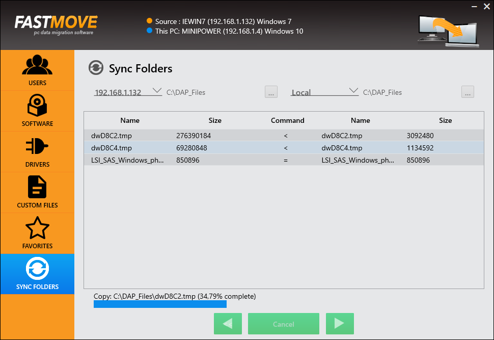 sync folders in progress windows 10