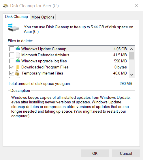 The Disk Cleanup utility turbotax error 1603