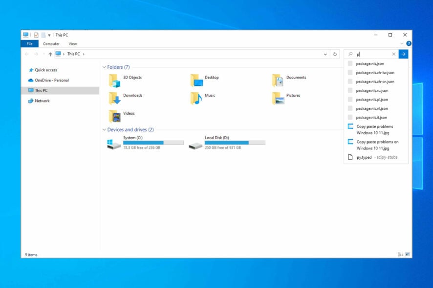 File Explorer search not working windows 10 11