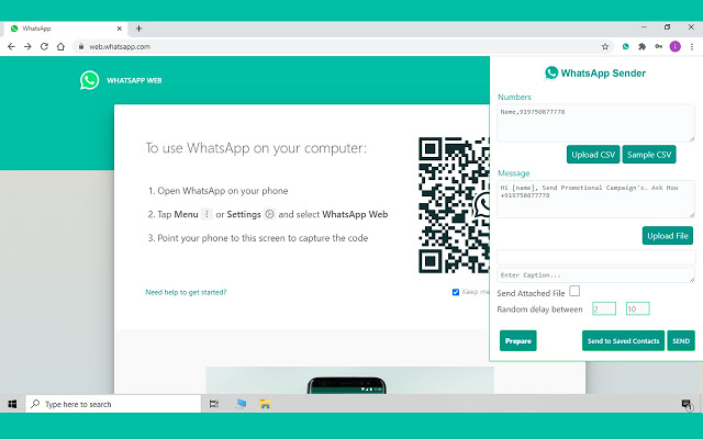 WhatsApp extensions for bulk message