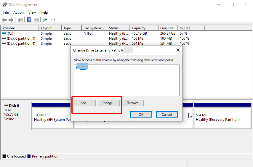 add or change external hard drive error