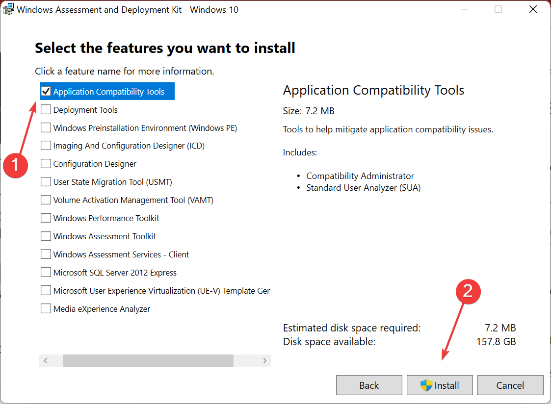 Application Compatibility tools to fix 0xc1900209
