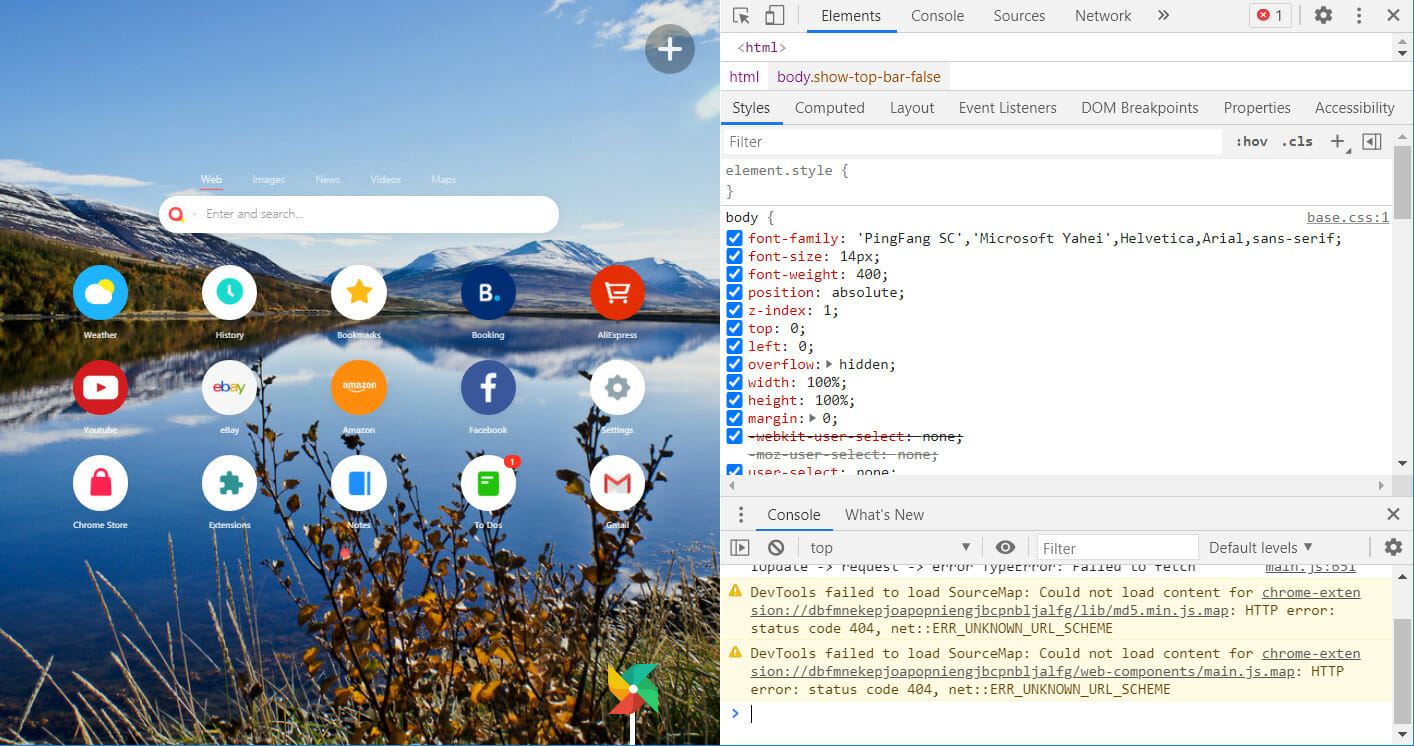Chrome's developer tools sorry your browser does not support inline svg
