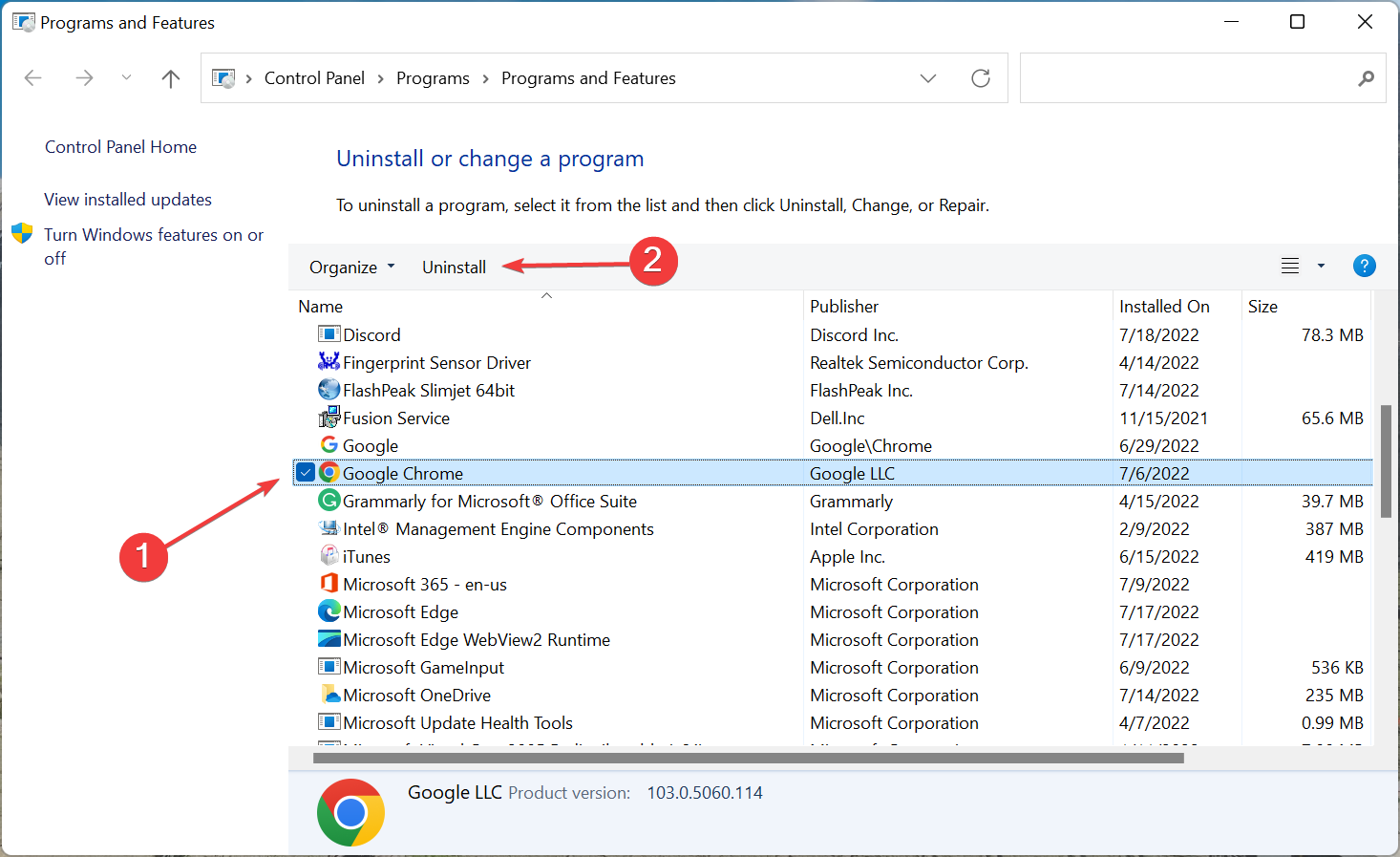 Uninstall to fix page unresponsive chrome windows 10