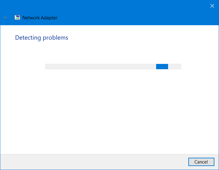 Network Adapter troubleshooter windows could not search for new updates 80072efe