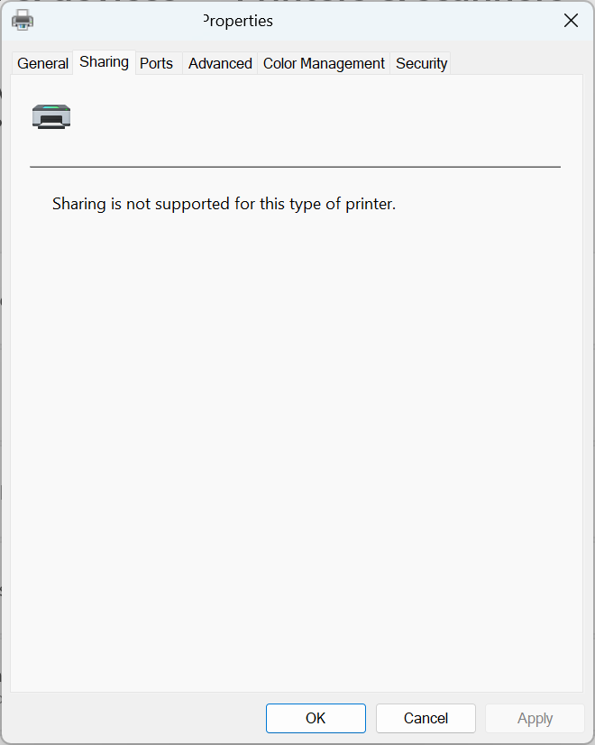 turn on sharing to fix your printer has experienced an unexpected configuration problem