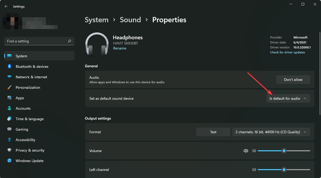 setting default speaker windows 11
