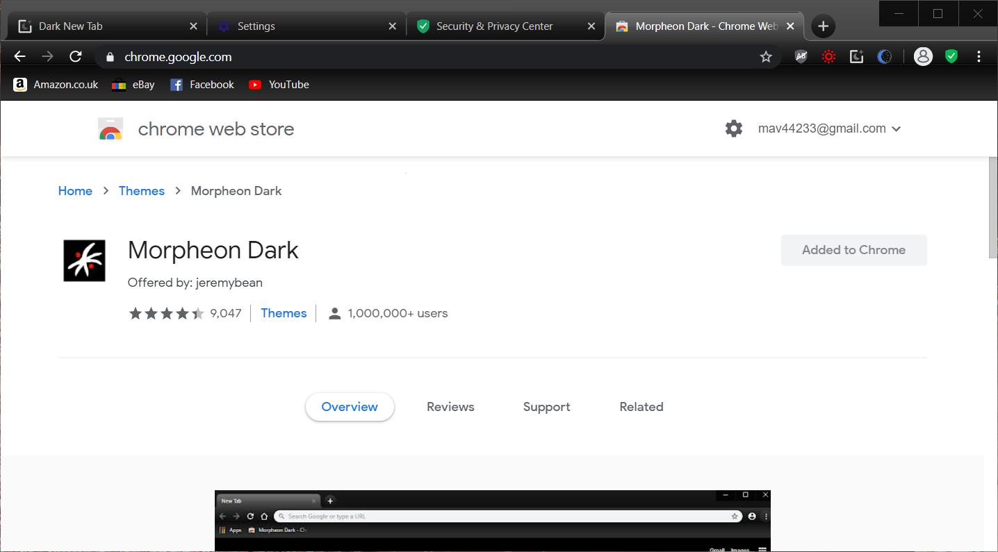 Morpheon Dark theme avast browser dark mode