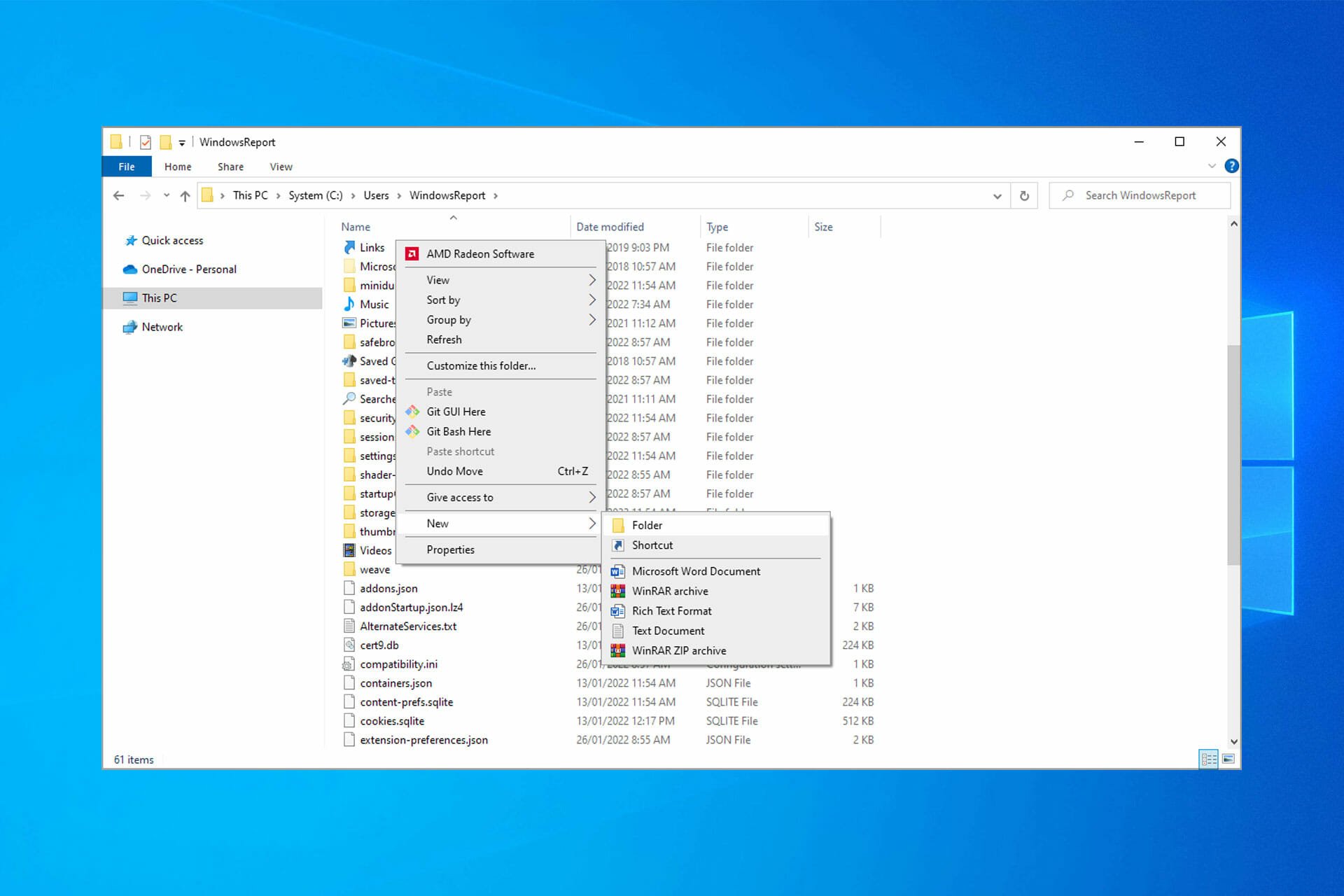 Cannot create new folder windows 10