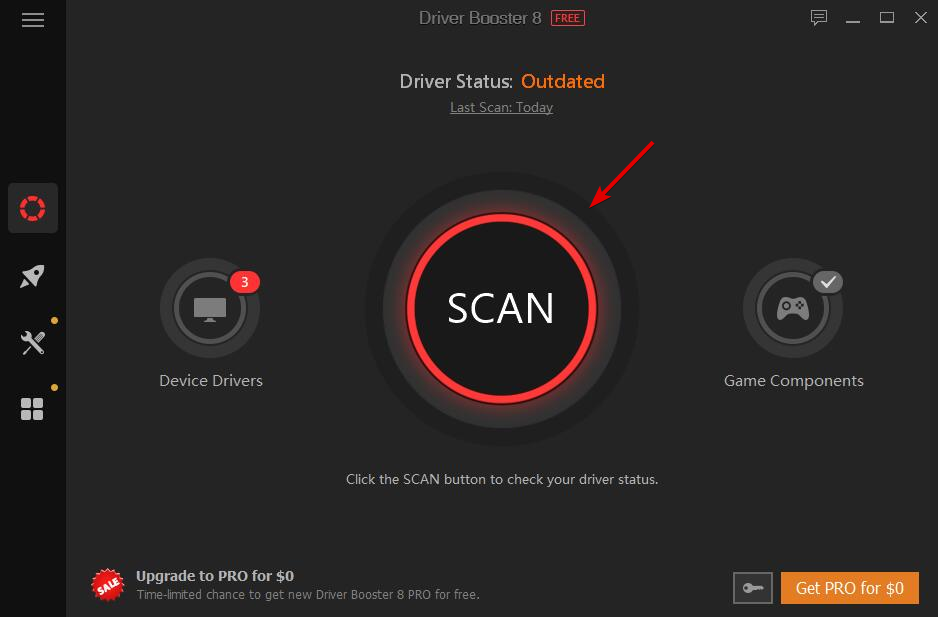 iobit driver booster press scan