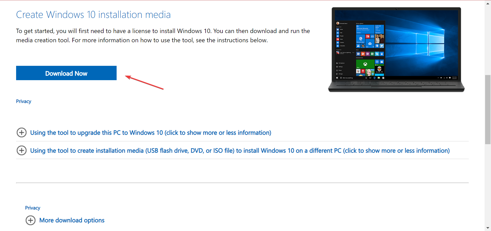 download media creation tool to fix windows 10 access denied administrator