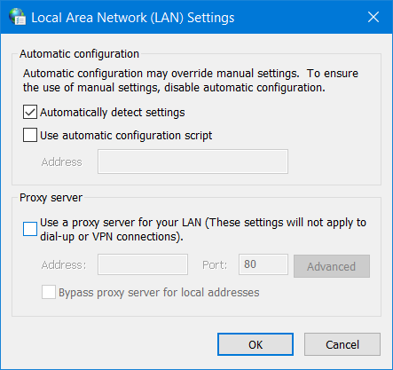The Use a proxy server option windows 10 ethernet keeps disconnecting