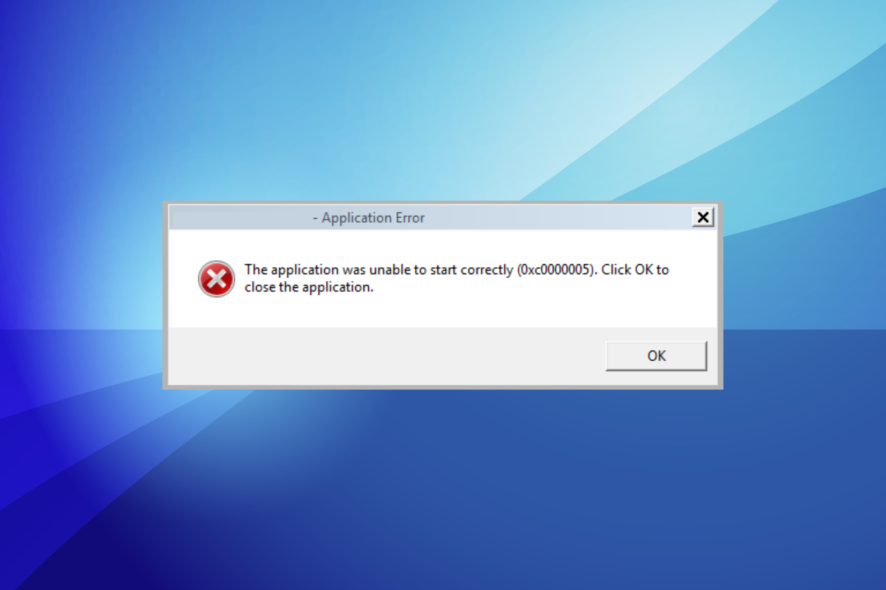 fix the application was unable to start correctly 0xc00005 error in Windows