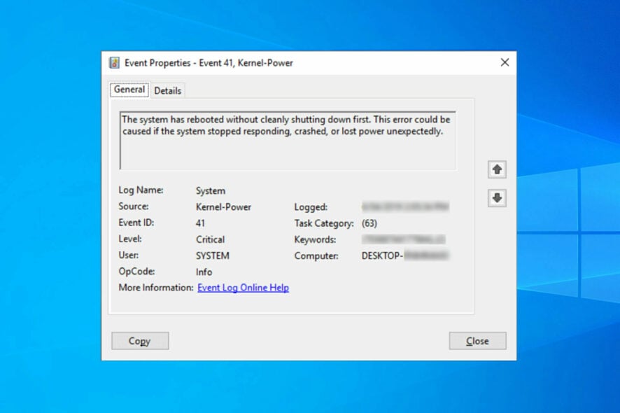 Kernel Power Error 41 (63) in Windows 10 11