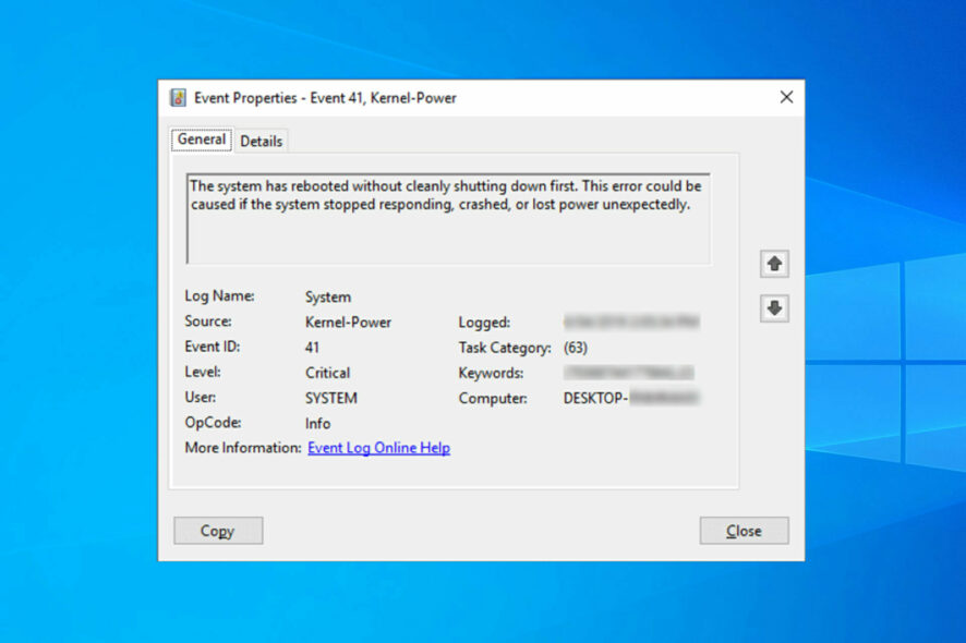 Kernel Power Error 41 (63) in Windows 10 11