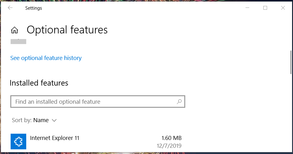Optional features can't install windows media feature pack