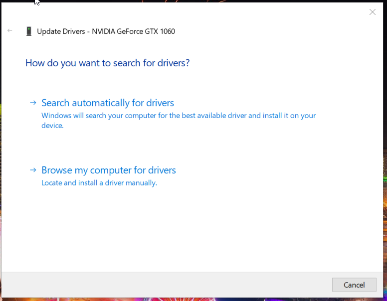 Update Drivers window How to install benq drivers