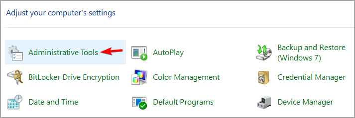 control panel administrative tools windows