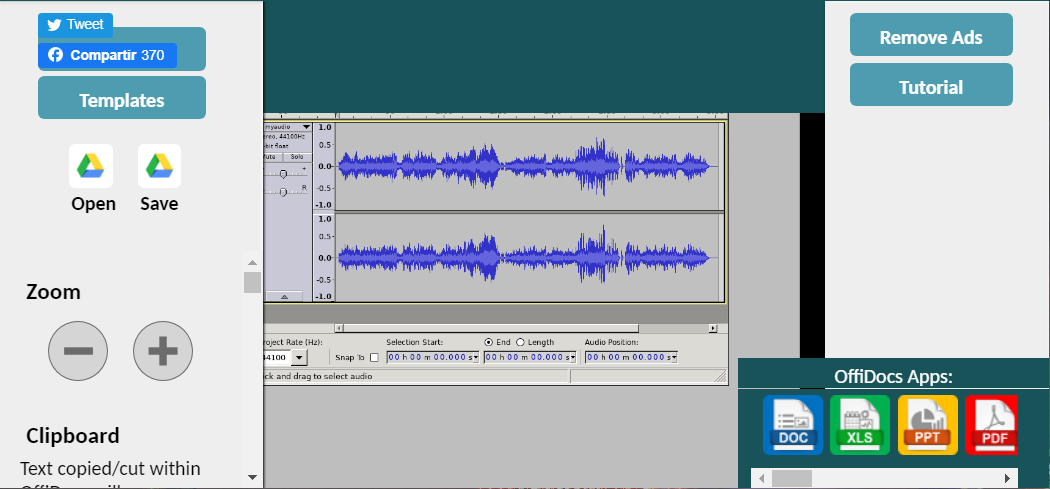 Audacity Audio Editor Online browser sound editor