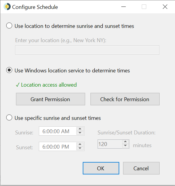 configure the schedule for windynamic