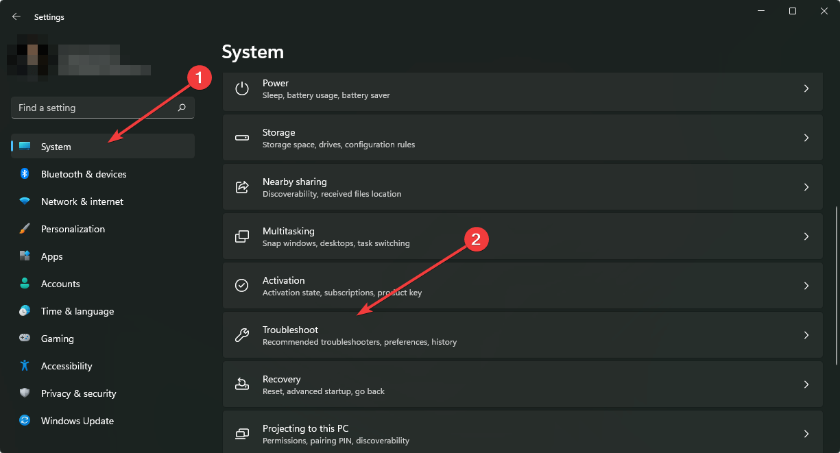 going system and troubleshoot windows 11 settings
