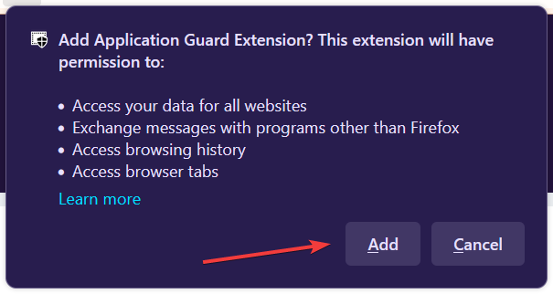 add to get windows defender browser protection