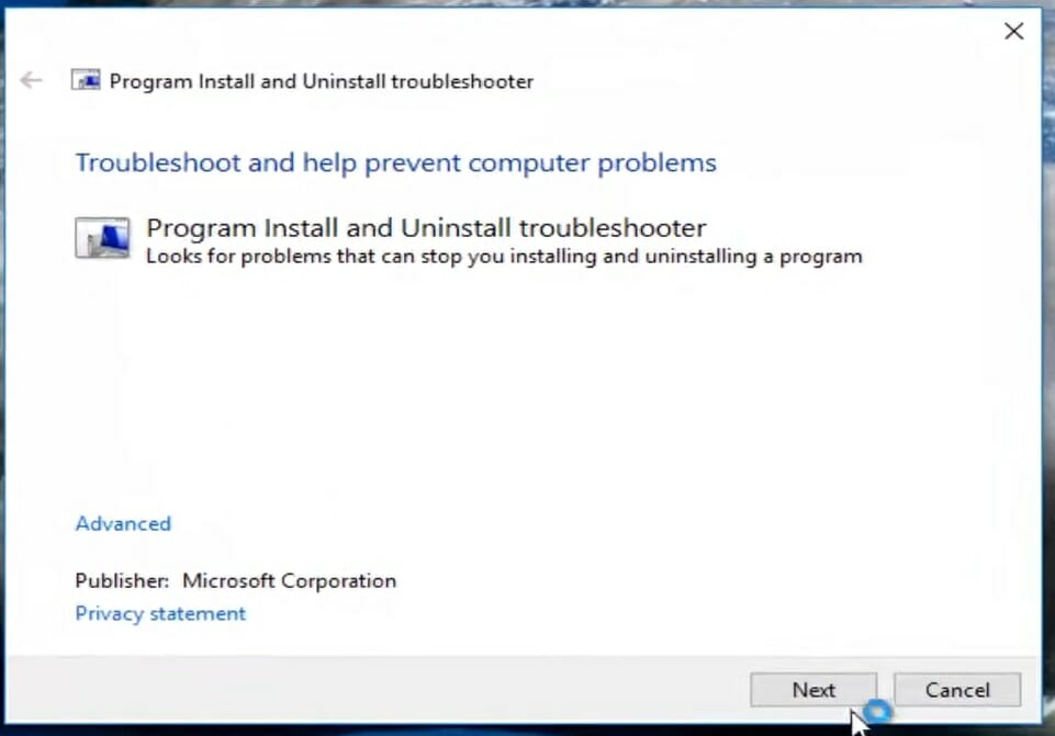 Program Install and Uninstall troubleshooter can't uninstall epic games launcher