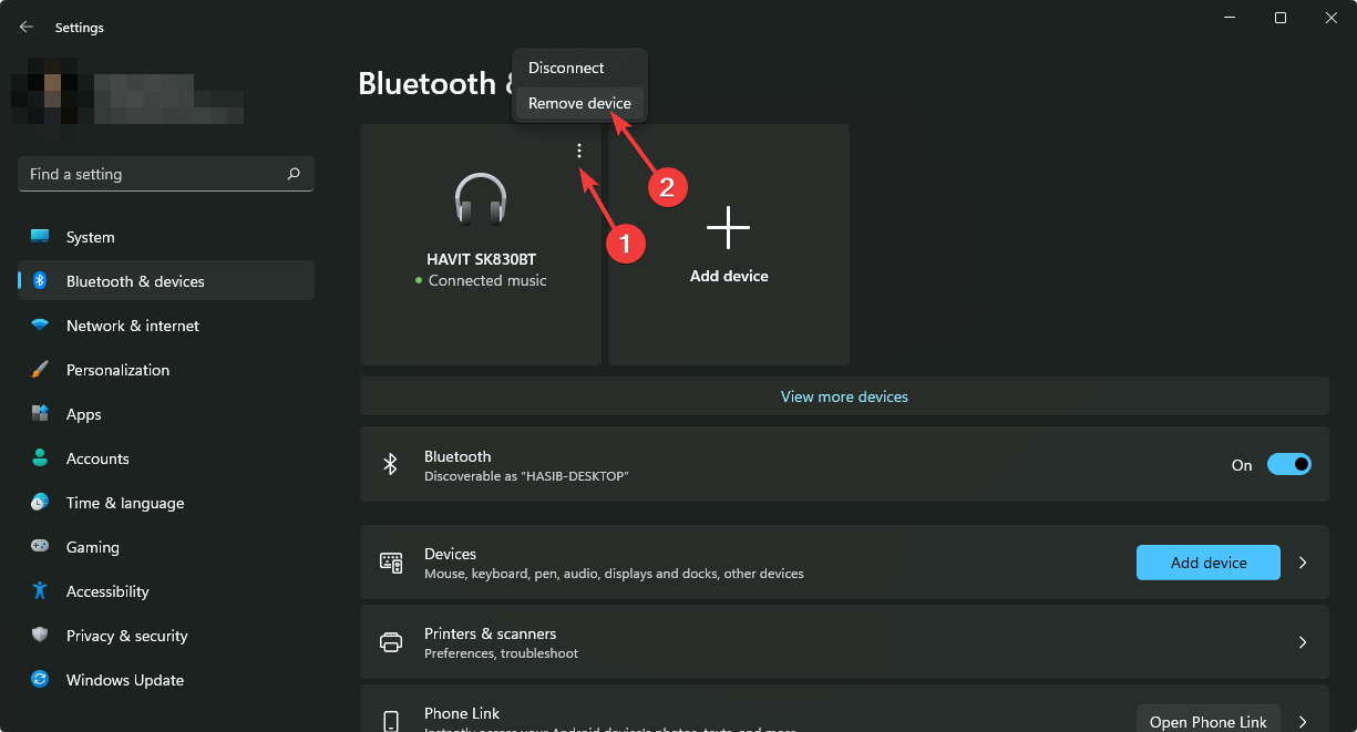 removing bluetooth devices windows 11 settings