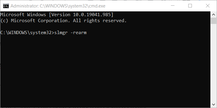 slmgr -rearm command windows error code 0xc004f025