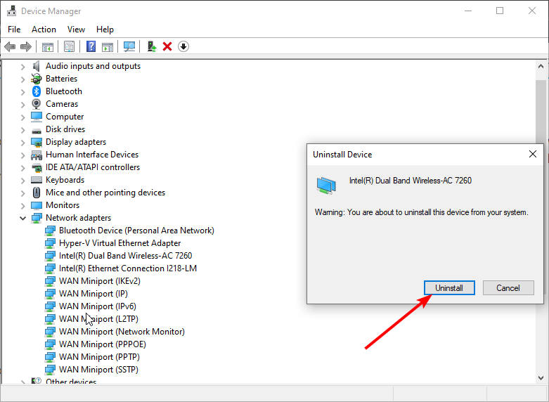 uninstall button windows could not find a driver for network adapter