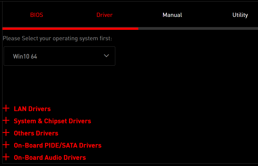 how to install msi drivers selection