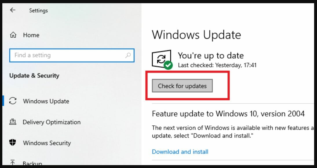 check for updates windows