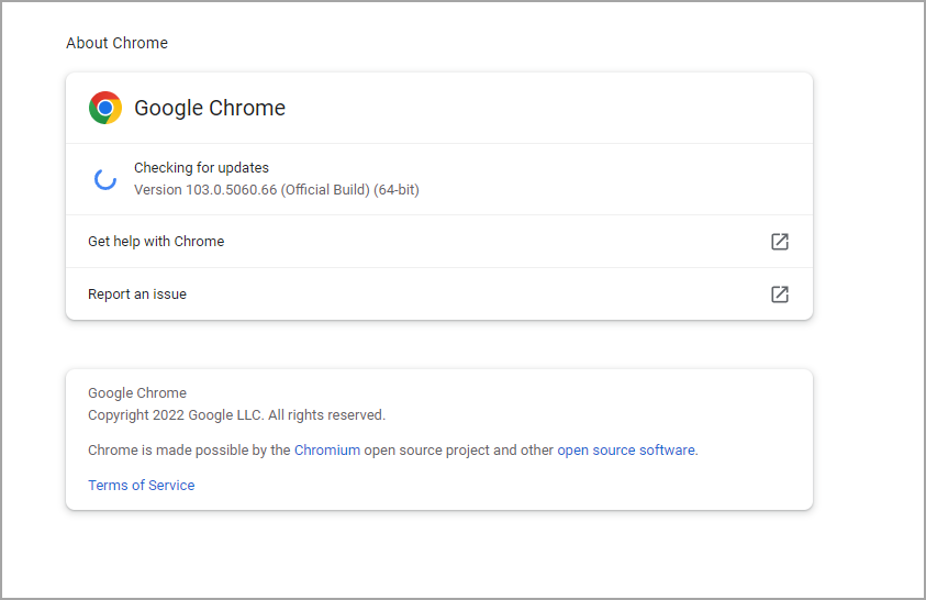 check for updates on chrome