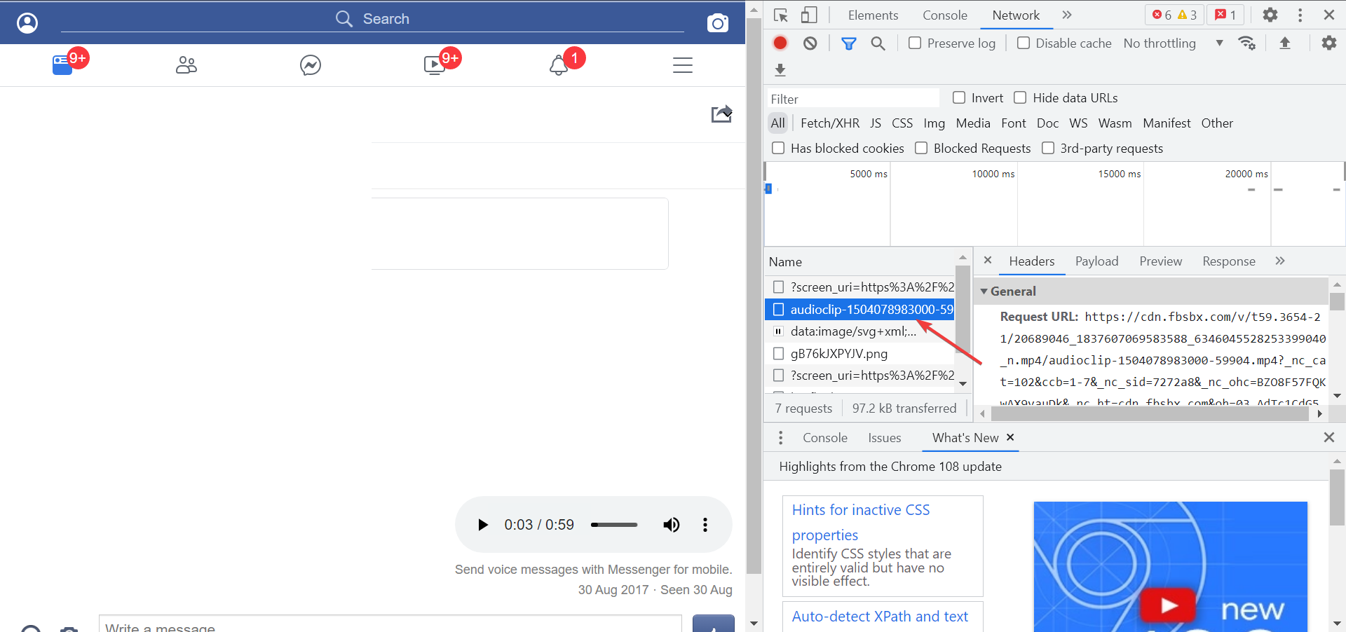 download audio from Facebook messenger on PC